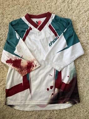 Thor MX White Teal Burgundy Motocross Jersey